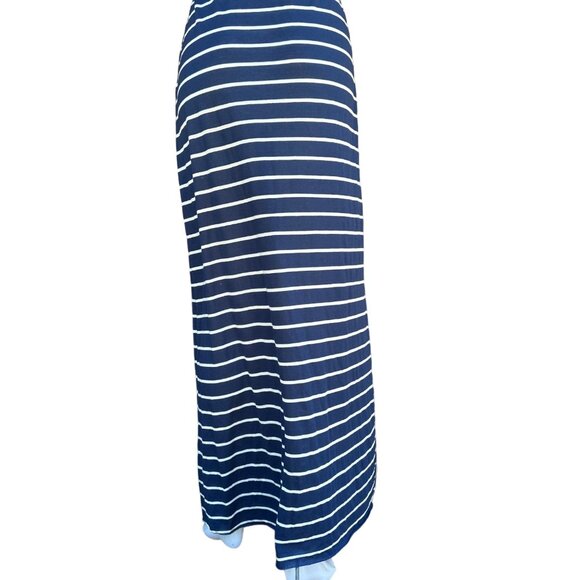 Tbags Los Angeles Halter Striped Blue White Key Hole Maxi Dress Size S - Picture 9 of 9